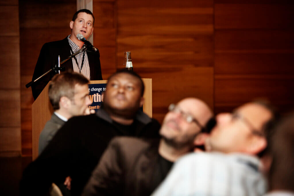 Roger A. Pielke speaking in front of an audience.